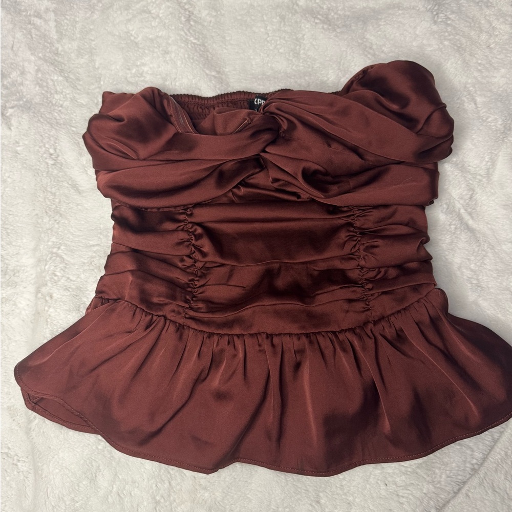 Express Rich Brown Ruched Blouse